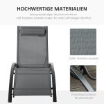 Justerbar Solsäng i Aluminium, Bekväm Solstol med Hjul, Väderbeständig Design för Trädgård och Pool, Grå, 171 x 64 x 82 cm