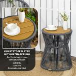 Bistrobord i Komposit, Runt Trädgårdsbord med Justerbara Fötter, Väderbeständig Design för Terrass, Mörkgrå/Natur