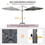 Parasoll Fribärande Paraply Grå av Aluminium och Polyester för Trädgård och Balkong Roterande med Paraplystativ och Vev 294 x 294 cm