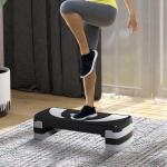 Justerbar Stepbräda för Aerobics, Halkfri Träningsbänk med 3 Höjdlägen, Effektivt Redskap för Fitness Hemma, Svart/Grå, 80 x 31 cm