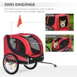 Hundsläp Cykelvagn Röd Svart Oxford Tyg för Hundar och Husdjur med Regnskydd 130 X 73 X 90 Cm