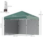Lusthus Paviljong Pop-Up Partytält Grön av Polyester och Metall för Trädgård och Camping Vintertätt Tält med 2 Sidoväggar 3 x 3 m