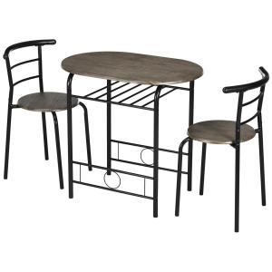 Bistroset 3 Delar, Kompakt Matgrupp med Bord och Två Stolar, Praktisk Utemöbel för Balkong, Svart