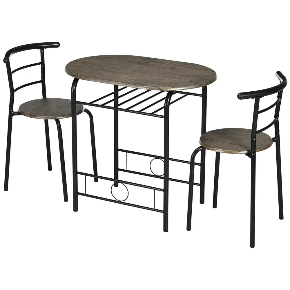 Bistroset 3 Delar Kompakt Matgrupp med Bord och Två