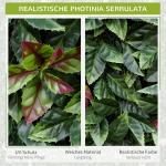Konstgjord Växtvägg 12-Pack, Dekorativ Häckpanel med Rhododendronblad, Insynsskydd för Balkong och Trädgård, Grön/Röd, 50 x 50 cm