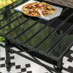 Campingbord Fällbord med Förvaringskorg Svart av Aluminium för Camping och Trädgård Höj- och Sänkbart Picknickbord
