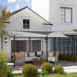 Påbyggnadspaviljong Pergola Med Tak, Vattenavvisande Paviljongtak, Fristående Trädgårdspaviljong Uteplats Paviljong Kapell Solskydd För Terrassträdgård Ca. 3X5X2,5 M Mörkgrå