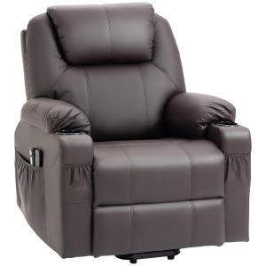 TV-Fåtölj Massagestol Brun av Tyg och Skum för Avkoppling Stol med Ståhjälp och 8 Massagepunkter Timer 88 x 99 x 106 cm