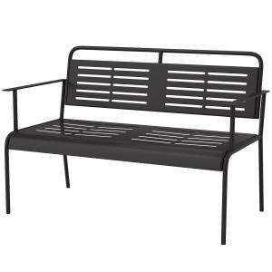 Väderbeständig Trädgårdsbänk med Rygg och Armstöd, Vattenavvisande, Svart, 121x64x84 cm