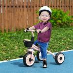 Trehjuling Barncykel Rosa av Metall och Plast för Barn 2-5 År med Justerbar Sits och Cykelkorg Ringklocka och Pedaler