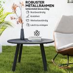 Sidobord Balkongbord Runt Svart av Metall för Trädgård och Vardagsrum Väderbeständigt Soffbord Ø 70 x 42 cm
