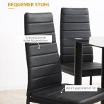 Matbord Köksbord Svart av Härdat Glas och Stål för Matsal och Kök 5-Delat Set med 4 Stolar Modernt Design