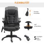 Massagekontorsstol med 6-punkts Vibrationsmassage och Värmefunktion, Vridbar Gamingstol, Konstläder, Svart, 70 x 70 x 111–121 cm