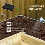 Upphöjd Odlingsbänk med Bevattning, Planteringslåda i Trä med Tyginsats, Ergonomisk Odling för Trädgård, Natur, 122 x 91 x 81 cm