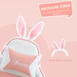 Ergonomisk Gamingstol med Svankstöd, Fotstöd och Bunny Ears-kudde, Rosa