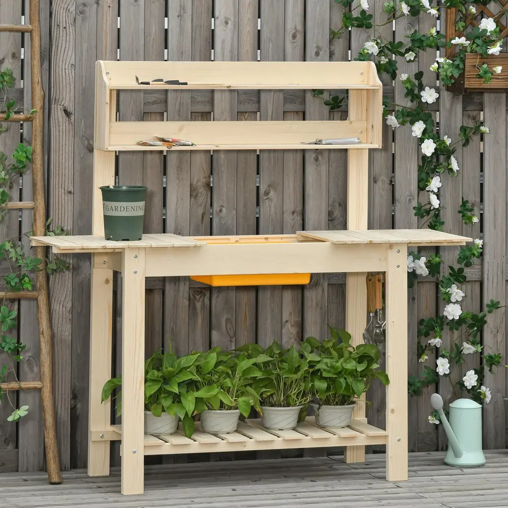 Planteringsbord med Hyllor Praktiskt 100 x 40 x 140 Cm