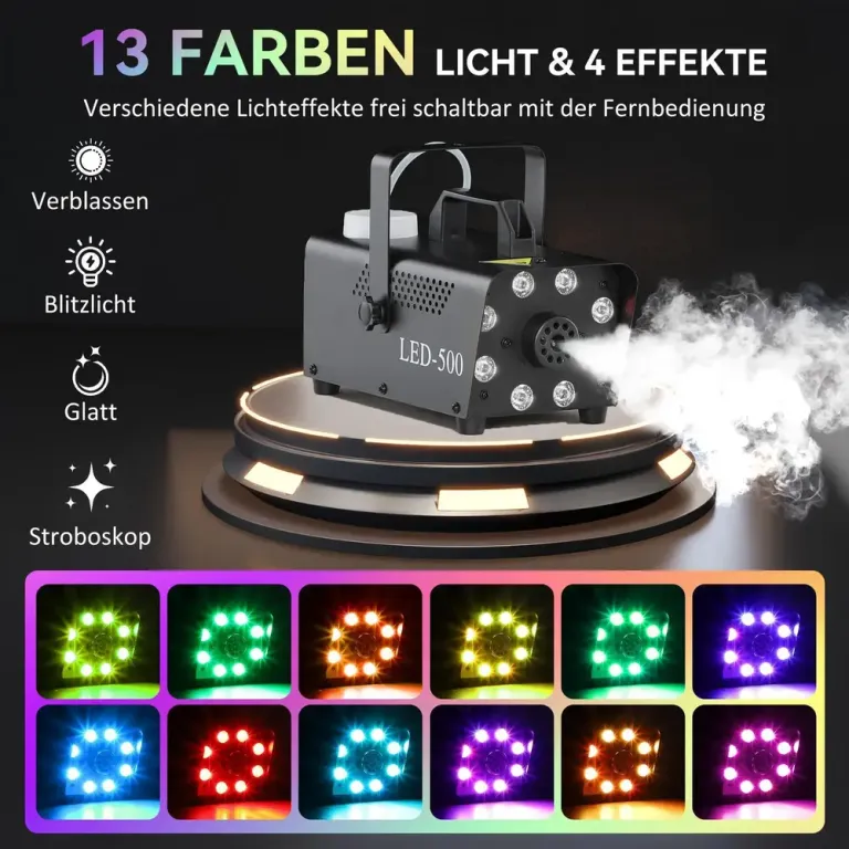 Rökmaskin 450 w med LED-Ljus och Fjärrkontroll
