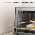Miniugn Bordsugn med Grillgaller Silver av Rostfritt Stål för Kök Liten Ugn med Timer och Bakplåt 9 l 750 W