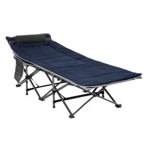 Campingsäng Tältsäng Hopfällbar Säng Mörkblå Grå av Oxford Tyg för Resor och Utomhus Gästsäng upp till 150 kg 188 x 64,5 x 53 cm