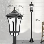 Sollampa för Trädgård med LED och Ljussensor för Utomhusbelysning Hållbar och Vattentät Svart Plast och Metall IP44 127 cm