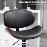 Barstolar Köksstolar Set om 2 Svart av Konstläder och Stål för Kök och Matsal Höjdjusterbara Vridbara med Fotstöd 53 x 52 x 92-112 cm