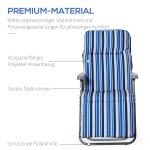 Hopfällbara Solstolar med Dynor 2-Pack, Bekväma Strandstolar med Justerbart Ryggstöd, Lättviktiga Utestolar för Camping, Blå, 60 x 75 x 65-102 cm