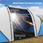 Campingtält för 4–6 Personer, Lätt och Stabilt Vattentätt Familjetält med Ingångsskydd, 2000 mm Vattenpelare, Tunneltält och Kupoltält för Camping och Vandring, Blå