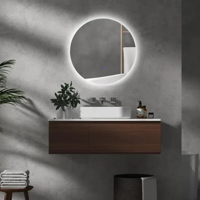 Badrumsspegel Väggspegel Silver av Glas LED 70 x 50 Cm