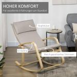 Gungstol i Tyg med Trämedar, Bekväm Relaxstol för Vardagsrum, Modern Design med Gungfunktion, Grå, 67 x 95 x 95 cm, 120 kg