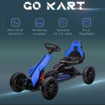 Trampbil Gokart Blå av Metall och Plast för Barn 3-8 År med Justerbar Sits och Handbroms Kettcar Rolig Utomhuslek