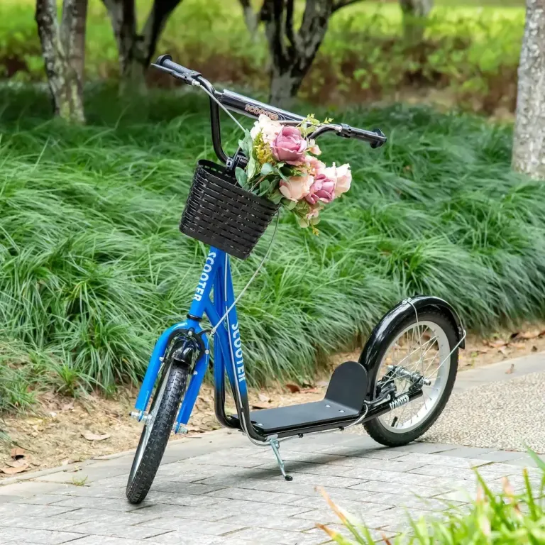Sparkcykel för Barn med Korg och Broms Blå