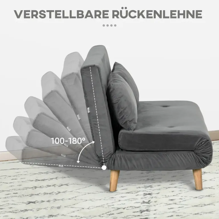 Bäddsoffa 2-Sits Soffa Grå av Tyg 130 x 78 x 79 cm