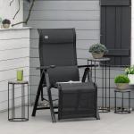 Justerbar Solsäng i Textilene, Bekväm Solstol med 9 Lägen, Ergonomisk Design för Avkoppling i Trädgården, Svart, 70 x 65 x 111 cm