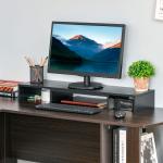 Dubbel Skärmställ, Justerbar Längd och Vridbar Vinkel, för PC, Laptop och Skrivare, Svart, 80–117 x 23,5 x 10 cm