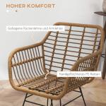 Set med 2 Köksstolar i Boho-stil, PE-rotting, Natur + Svart, 56 x 60 x 79 cm