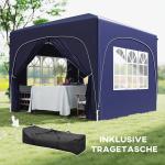 Lusthus Paviljong Pop-Up Partytält Mörkblå av Polyester och Metall för Camping och Trädgårdsfester Vintertätt Tält med 4 Sidoväggar UV50+ 3 x 3 m