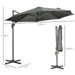 Parasoll Fribärande Paraply Grå av Aluminium och Polyester för Trädgård och Balkong Roterande med Paraplystativ och Vev 294 x 294 cm