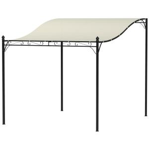 Påbyggnadspaviljong Pergola Med Tak, Vattenavvisande Paviljongtak, Fristående Trädgårdspaviljong Uteplats Paviljong Kapell Solskydd För Terrassträdgård Ca. 2,5X3X2,5 M Krämvit