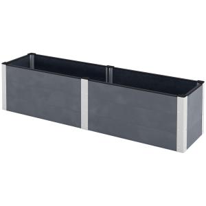 Upphöjd Bädd Växtlåda Grå av Metall för Trädgård och Balkong Grönsaksbädd med Öppen Botten Örtbädd 200 x 50 x 56 cm