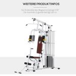 Kompakt Hemgym med 45 kg Vikter, Mångsidig Träningsstation med Benpress, Robust Stålram och PU-Läder för Hemmaträning, Vit, 150 x 110 x 210 cm