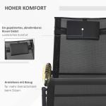 Gungstol Trädgårdsstol Svart av Textilen och Metall för Avkoppling Utomhus Ergonomisk med Kudde Bekväm 155 x 61 x 88 cm