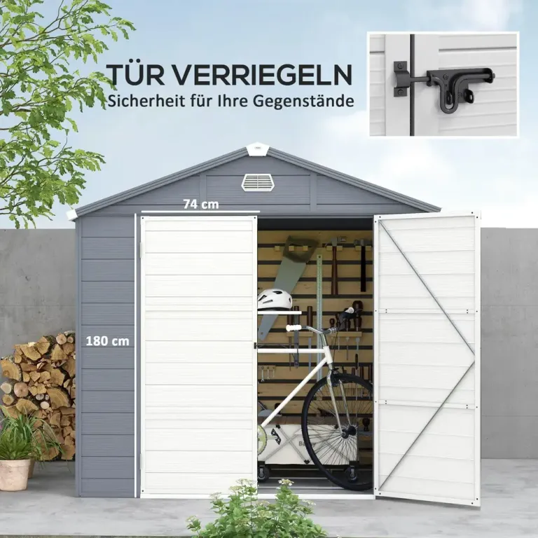 Verktygsbod Redskapsbod med Taktak Grå 240 x 190 x 228 cm