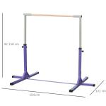 Gymnastikstång Räcke Justerbar i 13 Nivåer Lila av Trä och Stål för Barn och Inomhus Robust Sportutrustning 75 kg
