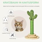 Kaktusformat Klösträd med Lekboll, Rolig Klösmöbel i Sisal och Trä, Dekorativ Leksak för Katter, Grön/Natur, 60 cm