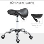 Sadelpall Arbetspall Svart Konstläder för Kosmetika och Kontor Höjdjusterbar Vadderad Snurrstol Ergonomisk
