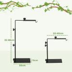 Lamphållare Lampstativ Svart av Stål för Terrarier Justerbar Värmelampshållare med 4 Trådslitsar