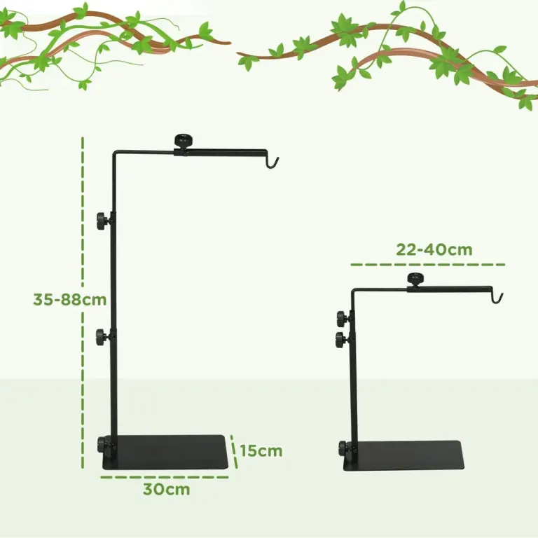 Justerbart Lampstativ för Terrarier 40 x 15 x 95 cm, Svart