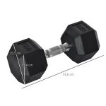 Hexagon Hantel i Gjutjärn, Gummerad Vikt med Räfflat Grepp, Ergonomisk Hantel för Styrketräning och Fitness, Svart, 1 x 15 kg