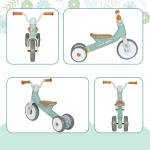 Balanscykel för Småbarn utan Pedaler med 3 Tysta Hjul för Lek och Motion Hållbar och Säker Grön Plast och Metall 12-36 Månader