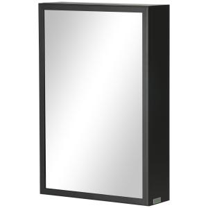 Kleankin Spegelskåp Badrumsskåp Svart av Metall och Glas för Badrum 3 Våningar Medicinskåp Väggskåp 40 x 12 x 60 cm